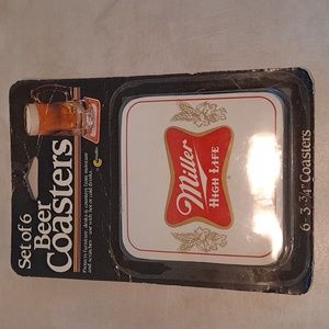 Vintage NOS Sealed Miller High Life Cardboard Drink Coasters (6) 3 3/4"